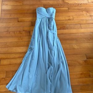 Azazie Size A0 0 Bridesmaid Dress Dusty Blue Full Length Strapless